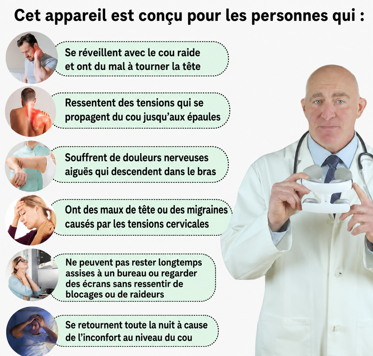 TheraPro™ Masseur Cervical — Soulagement à domicile des tensions du cou