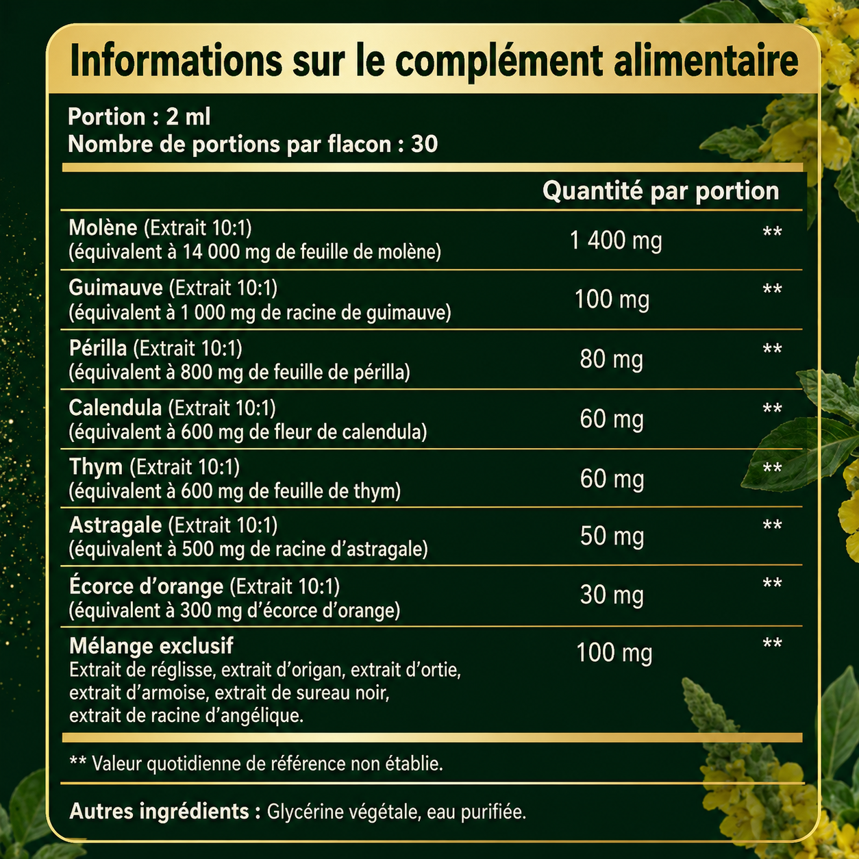 Gouttes de Soutien Pulmonaire à la Molène