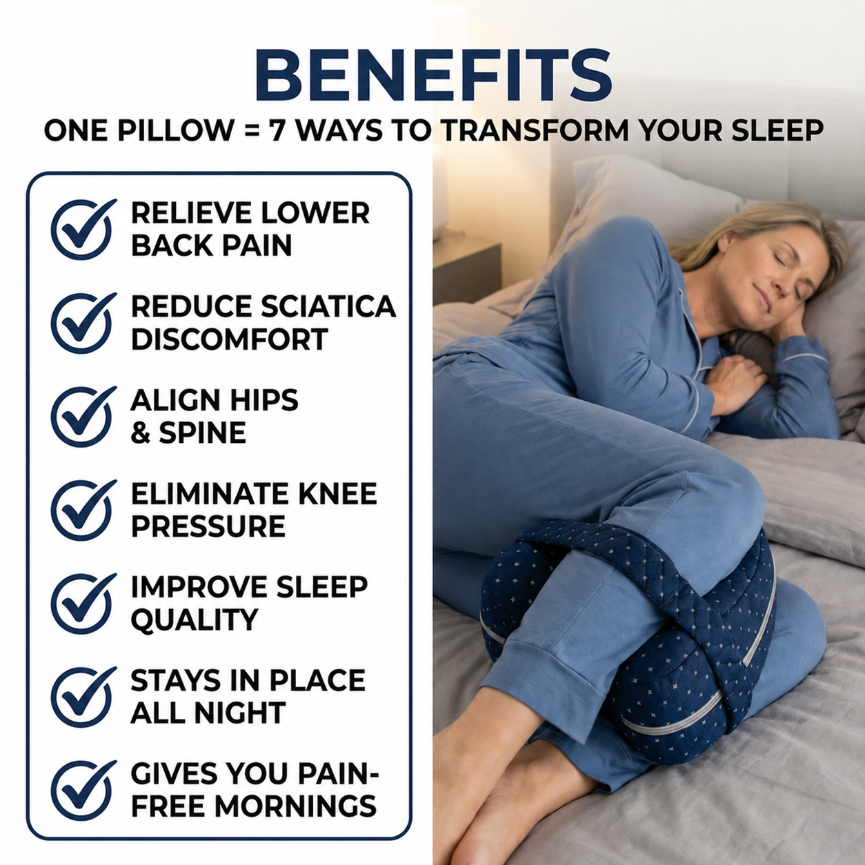Knee Alignment Pillow | Relieves Hips, Back & Sciatic